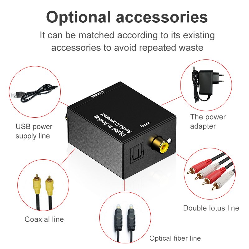 RCA 3.5mm Optical SPDIF Toslink to Analog Stereo Converter with Power Adapter Audio Digital to Analog Converter for PS3