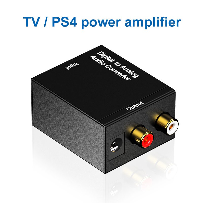 RCA 3.5mm Optical SPDIF Toslink to Analog Stereo Converter with Power Adapter Audio Digital to Analog Converter for PS3