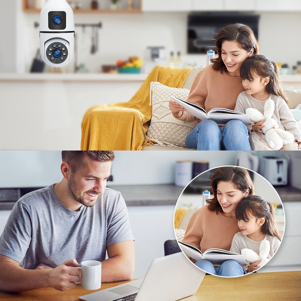 Indoor 4mp E27 Wireless Wifi Dual Lens Bulb IP Camera 360 Security Security Ip Ptz Mini Camera Bulb Light Cctv Camera