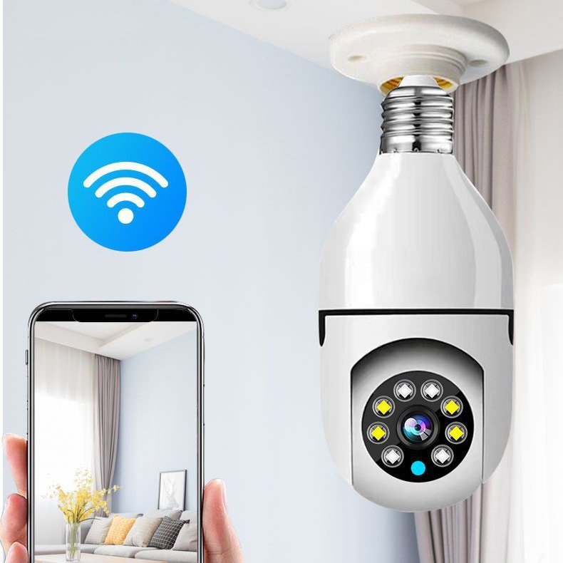 2MP ICSEE Wireless Auto Tracking IP Camera 1080P Night Vision Excellent Indoor Security System 360 Degree PTZ Bulb Mini Camera