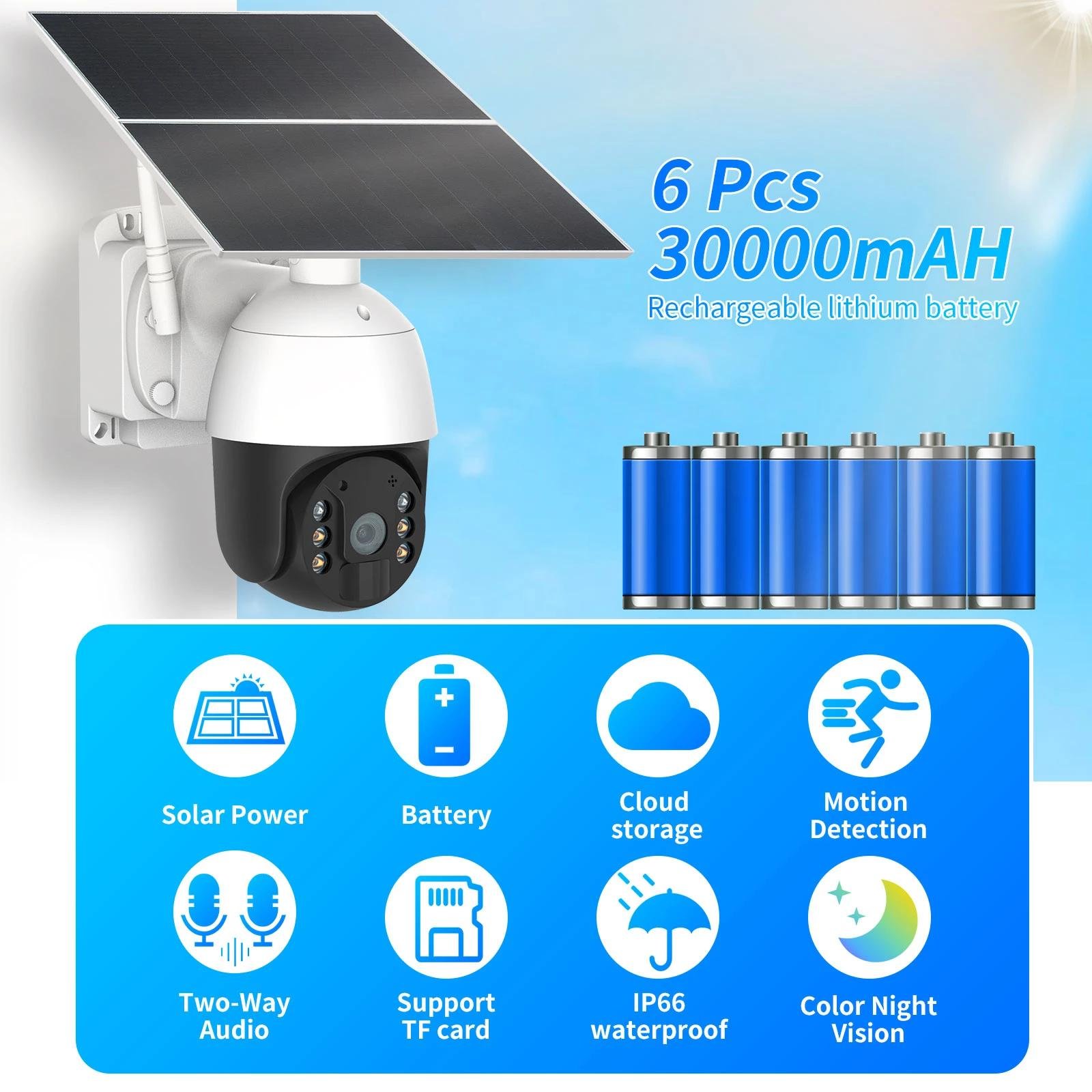 Regis 2mp Wifi Wireless security dome network outdoor video surveillance ptz cctv 3 4g Sim Card ip solar camera with 20w panel
