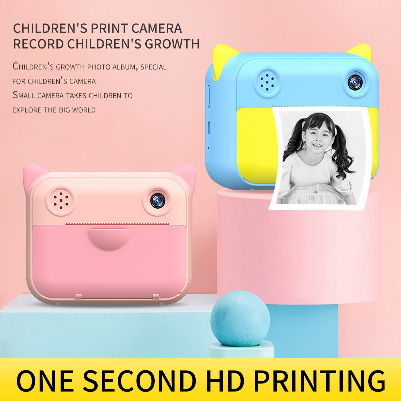 2.4 Inch Rechargeable Print Photo Digital Kids Camera Instant Cartoon Photo Camera Mini Camera For Children