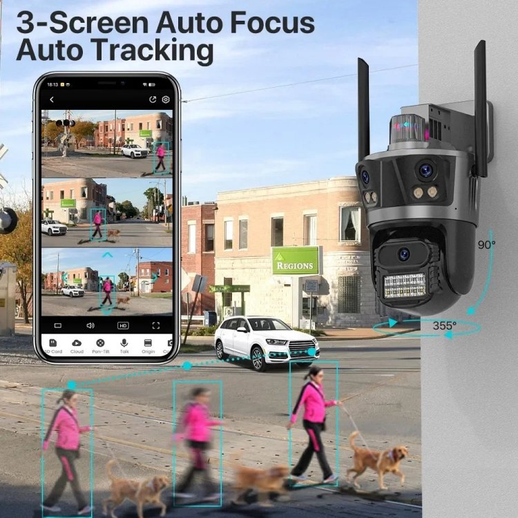 8MP Multiple Lens Ptz Dome 4K Network Camera For Home Security Wide Angle Wireless Ip Camera