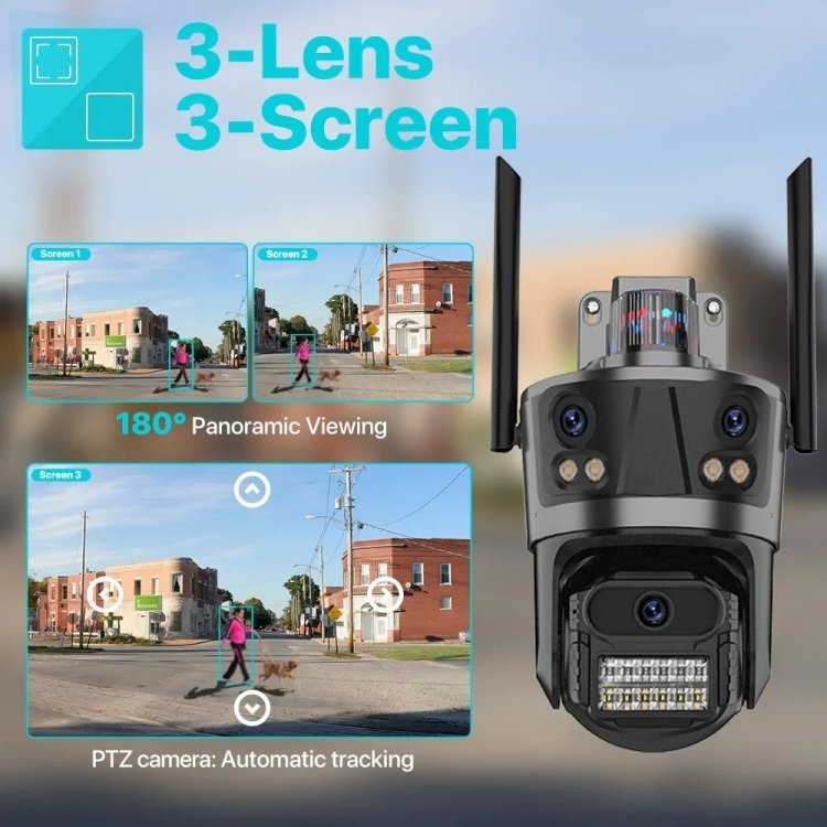 8MP Multiple Lens Ptz Dome 4K Network Camera For Home Security Wide Angle Wireless Ip Camera