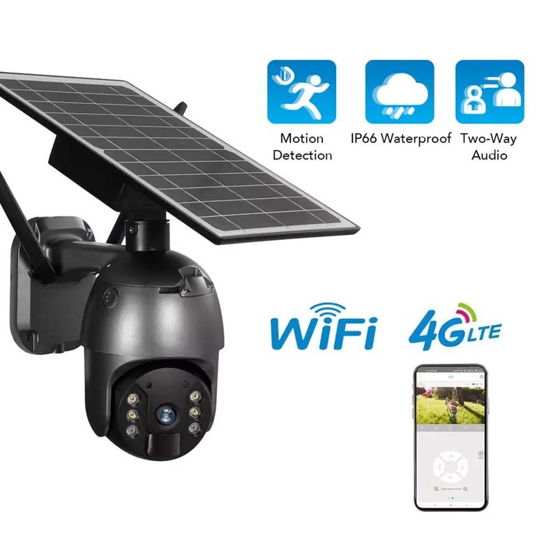 3G/4G LTE Cellular SIM Card Security Camera Solar-powered Colorful Night Vision 4g Camera 2MP Outdoor H.265 Solar Ip Wifi Camera