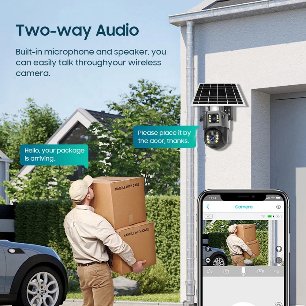 New 10x Optical Zoom 8MP Solar Camera 4g Sim Card Home Security PTZ 360 Degree AI Motion Detection IP CCTV System Network Camera