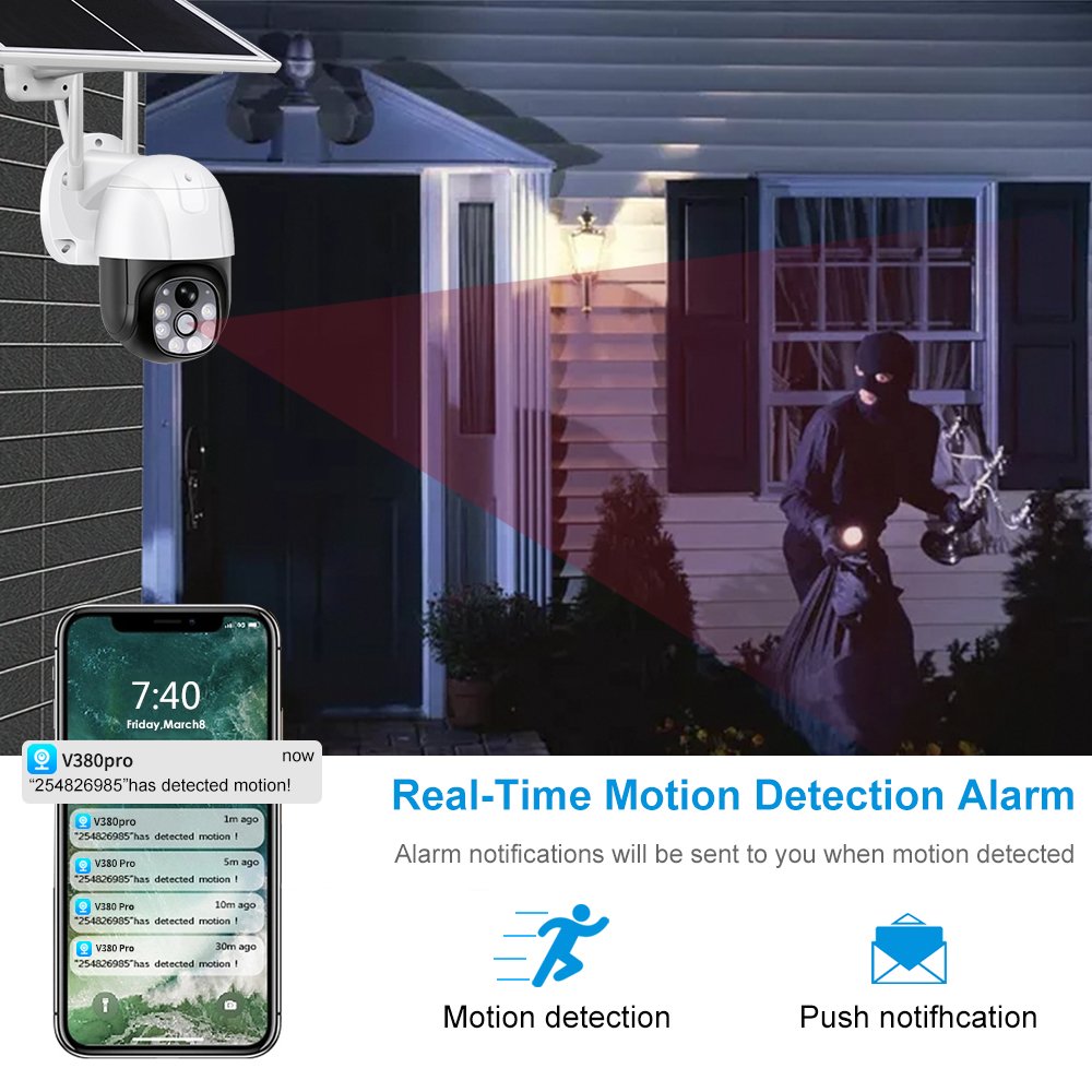 Hot Sale 3MP Solar Cameras Wifi Network Waterproof Camera 360 Degrees PTZ Outdoor Home Security CCTV Camera Night Vision V380pro