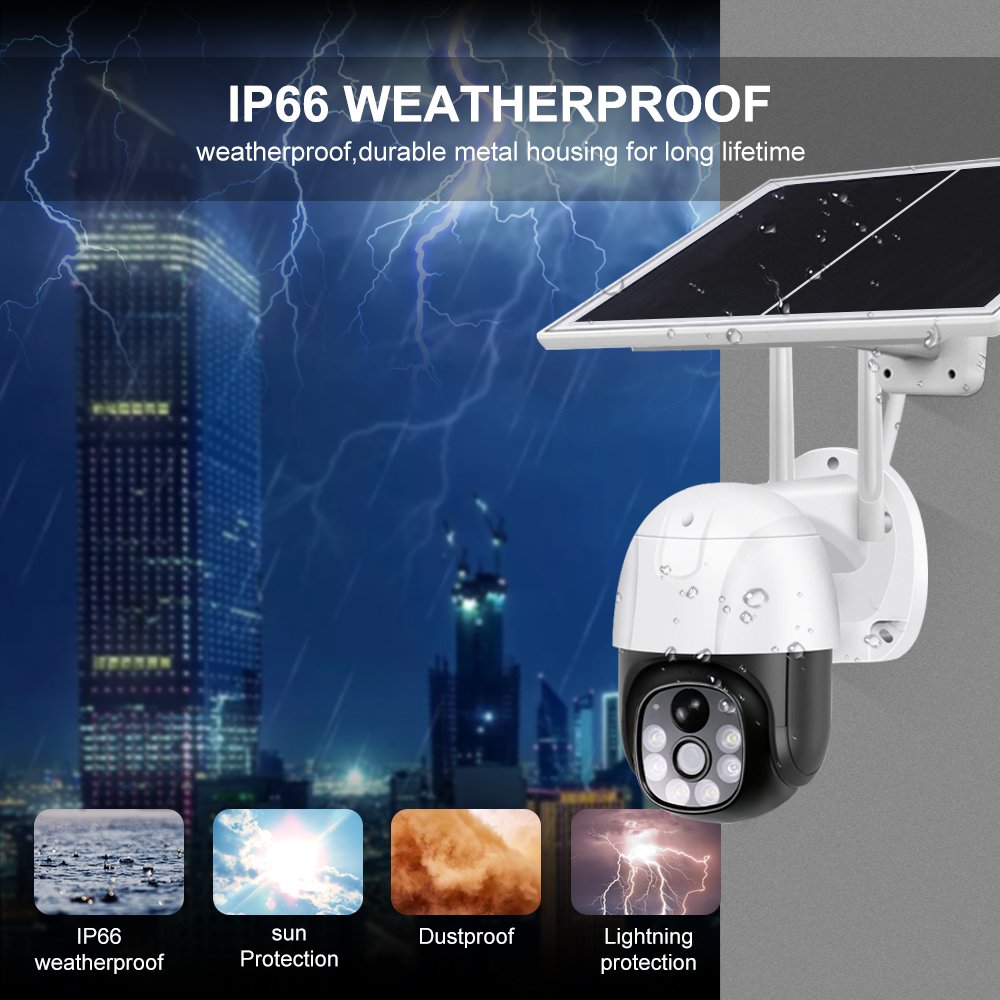 Hot Sale 3MP Solar Cameras Wifi Network Waterproof Camera 360 Degrees PTZ Outdoor Home Security CCTV Camera Night Vision V380pro