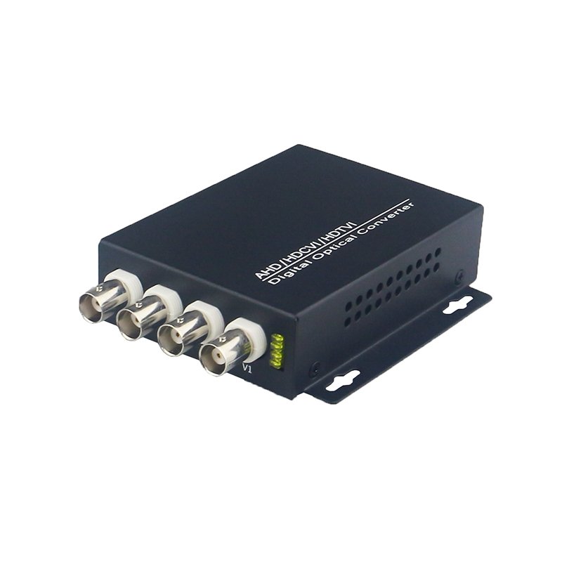 4 Channel 1080P AHD BNC to Fiber Media Converter AHD Over Fiber HD Analog Transmitter Receiver Kit for 2MP Camera CCTV System