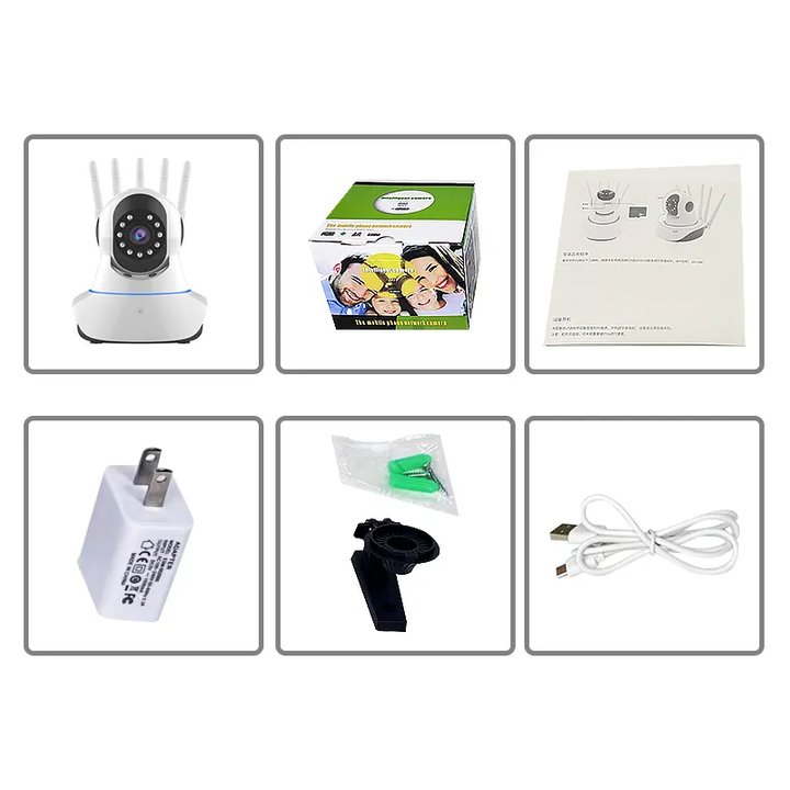 1080P WiFi Indoor Network Camera Five Lines Bald Head Elderly Child Monitor with Night Vision and Motion Detection