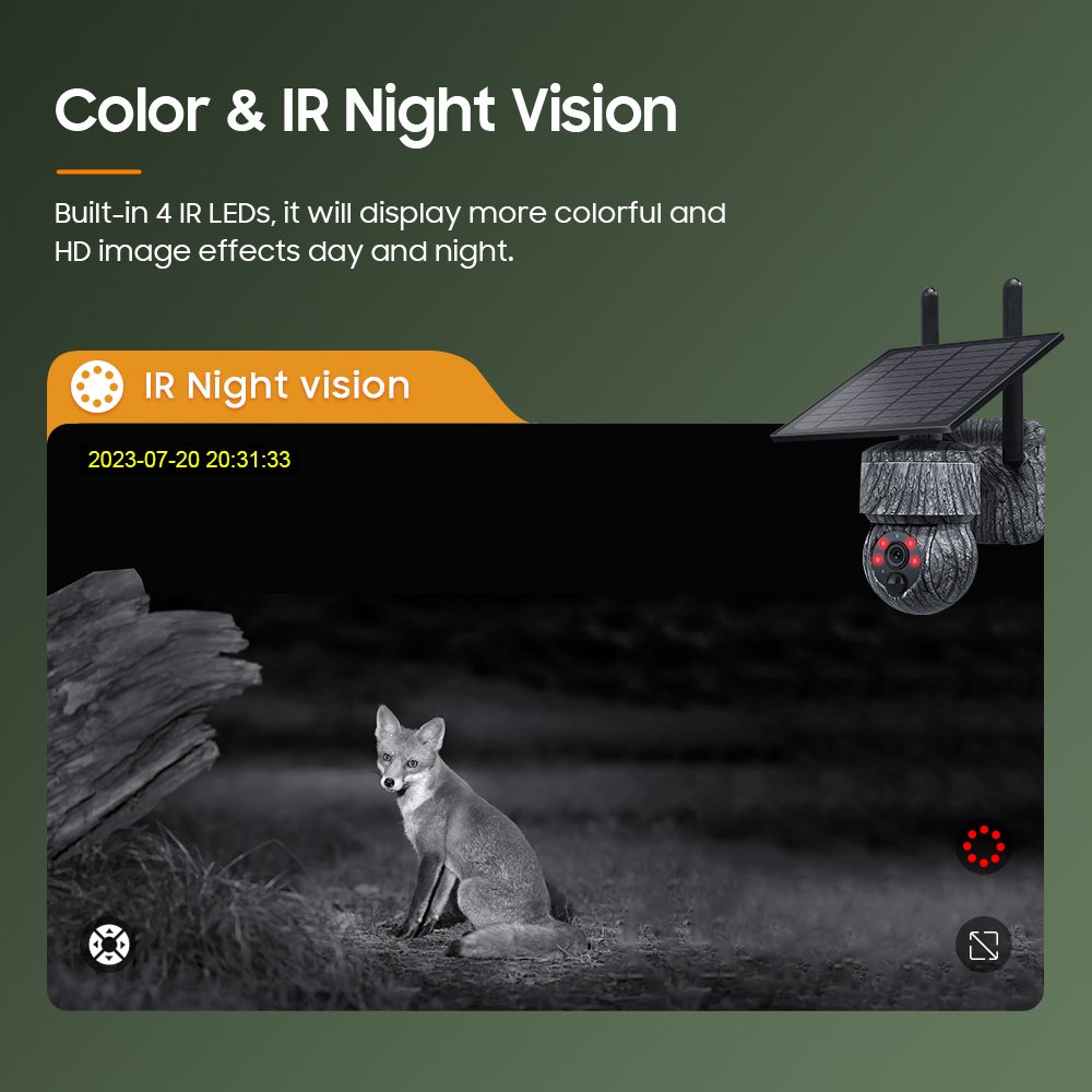 Wholesale New Arrival 3MP Outdoor CCTV Solar Powered Camera Camouflage LTE 4G Sim Card PTZ Trail Hunting Night Vision CCTV
