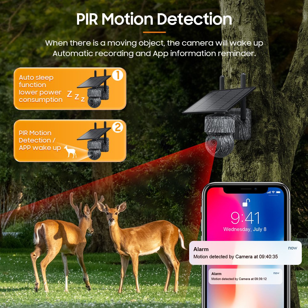 Wholesale New Arrival 3MP Outdoor CCTV Solar Powered Camera Camouflage LTE 4G Sim Card PTZ Trail Hunting Night Vision CCTV