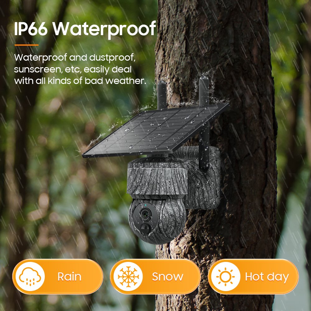 Wholesale New Arrival 3MP Outdoor CCTV Solar Powered Camera Camouflage LTE 4G Sim Card PTZ Trail Hunting Night Vision CCTV