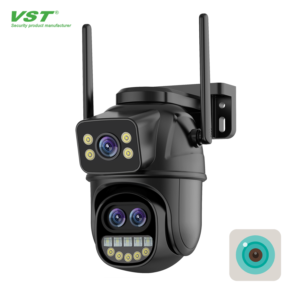 ICSEE Dual Lens Network Dome Camera 3MP+3MP Day Night Black Outdoor Security CCTV Night Vision WIFI Supervisory PTZ CMOS Sensor