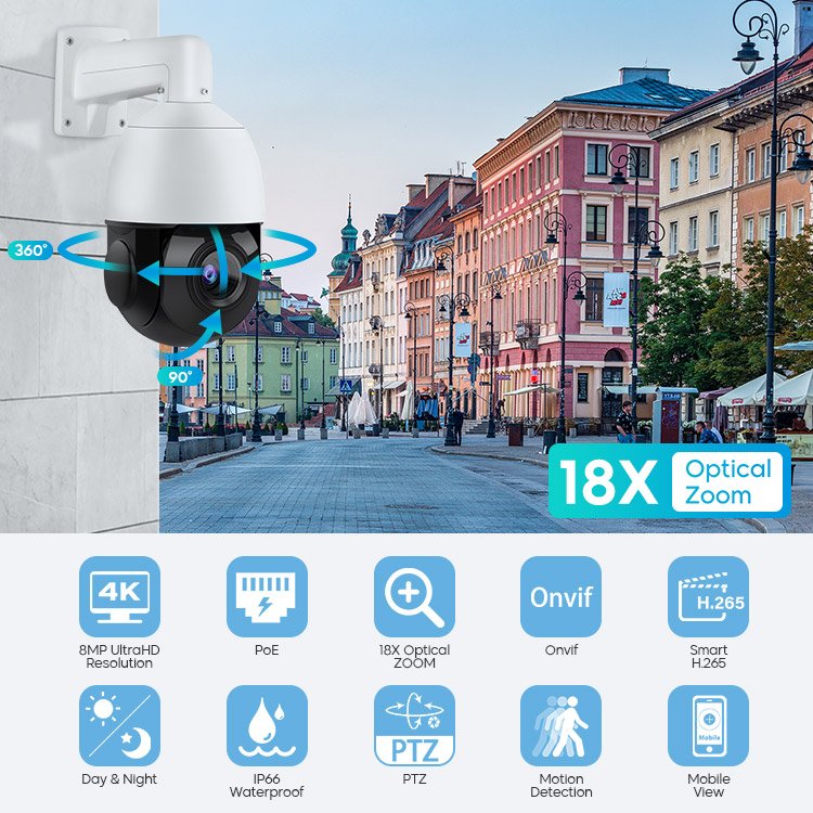 Compatible HIK 4k 5mp security cameras full hd 10x mini camera de seguridad poe 4x 18x 20x 30x optical zoom ptz camera