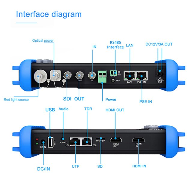 Dropshipping 7 inch 4K cctv ip camera tester CVI TVI AHD SDI multimeter TDR red light source optical power meter cctv testers