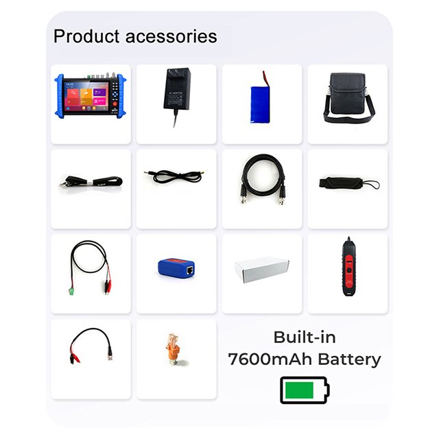 Dropshipping 7 inch 4K cctv ip camera tester CVI TVI AHD SDI multimeter TDR red light source optical power meter cctv testers