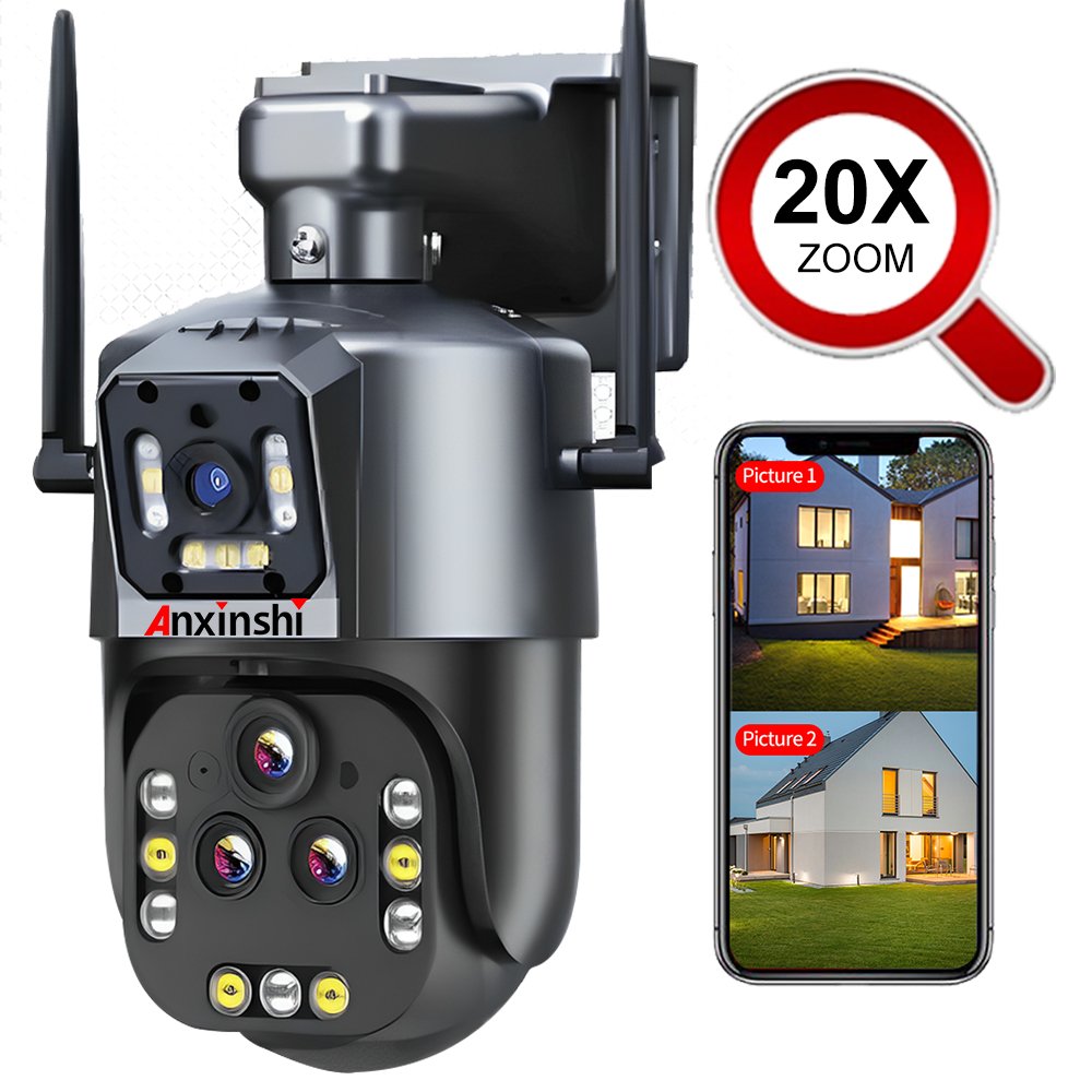 16MP Human Tracking Dual Lens WiFi PTZ Network Camera with Free Horns IP66 Wireless Camera