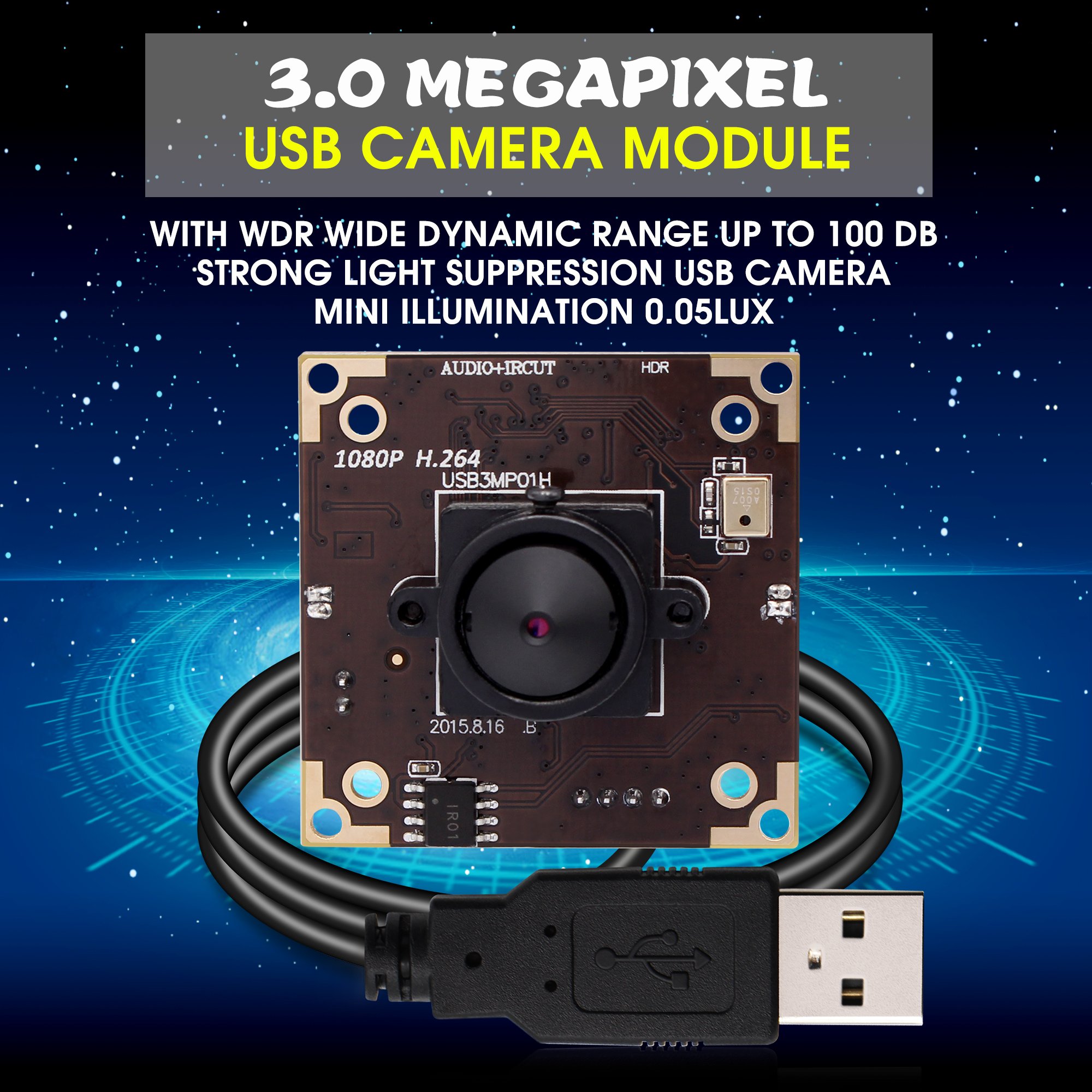 ELP Tiny Pinhole Camera Module HD Driverless 3MP 2MP 30fps H264 WDR Audio USB Mini Security Camera UVC For Linux Android Windows