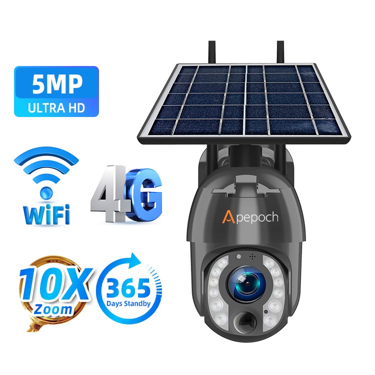 Ubox 10X 5MP solor powered CCTV WIFI home security Camera 4G outdoor night vision network camera connected to mobile phone