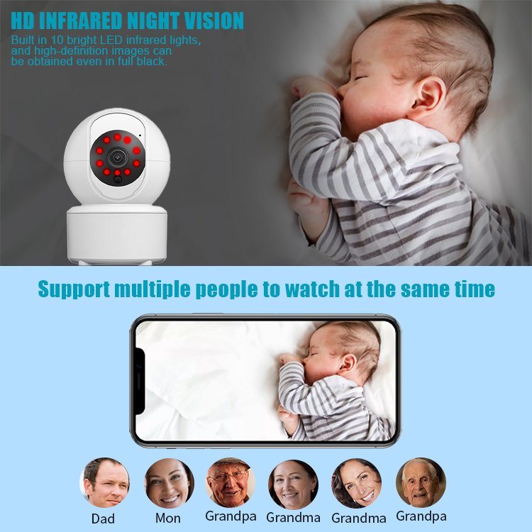 High Quality Intelligent 4MP Home Security IP Camera wifi Dome mini Camera Surveillance Night Vision Baby Camera Monitor
