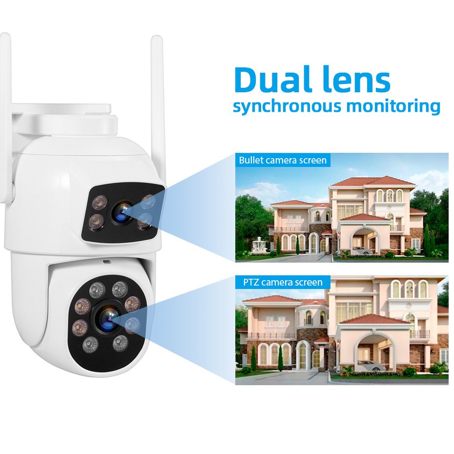New Arrival 6MP Dual Lens Outdoor Camera Color Night Version Wireless Network Dome Camera Motion Tracking Network PTZ Camera