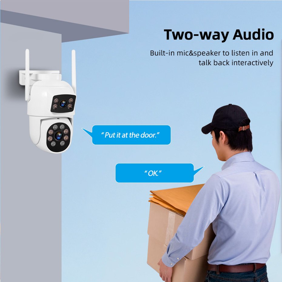 New Arrival 6MP Dual Lens Outdoor Camera Color Night Version Wireless Network Dome Camera Motion Tracking Network PTZ Camera