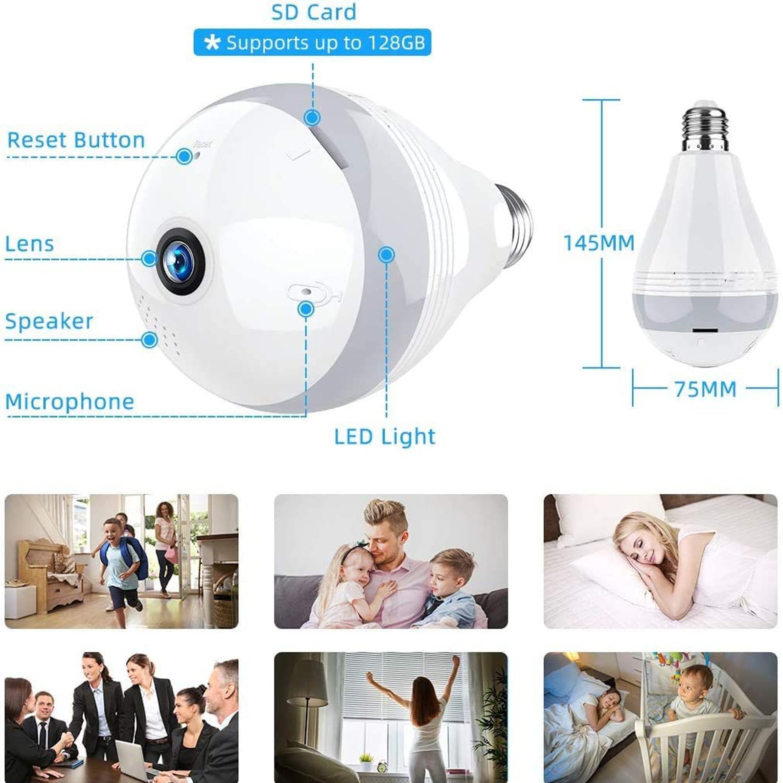 V380 Pro Smart HD Wifi Indoor camera 360 Degree PTZ Night Vision Network Video Recorder