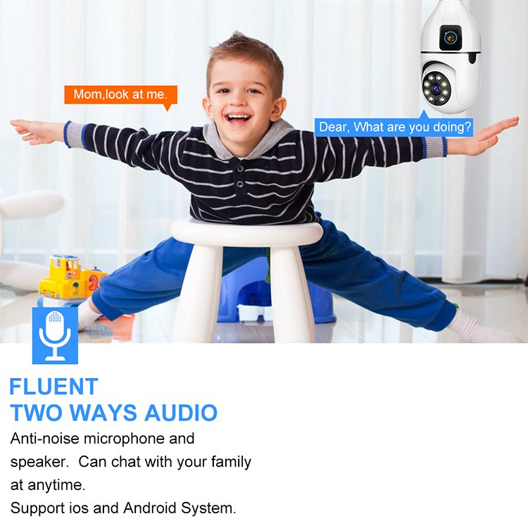 Hot Selling 4MP 2K Bulb and Dome Dual Lens PTZ CCTV Security Surve-illance wifi Camera