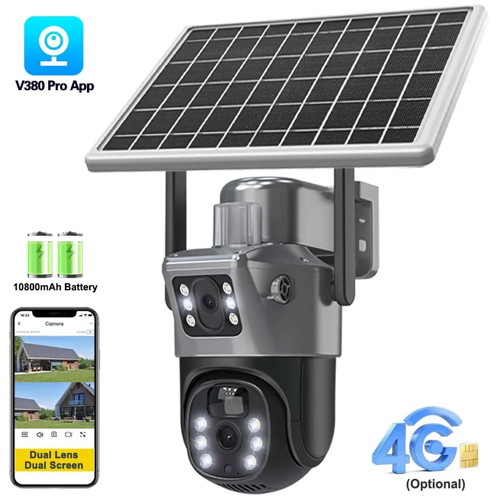 4G V380 solar monitor 360 degree mobile phone remote outdoor night vision panoramic home high definition battery camera