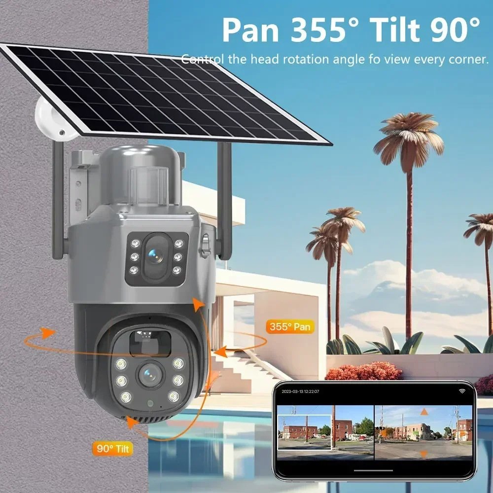 4G V380 solar monitor 360 degree mobile phone remote outdoor night vision panoramic home high definition battery camera