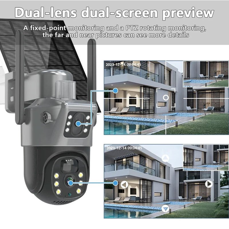 4G V380 solar monitor 360 degree mobile phone remote outdoor night vision panoramic home high definition battery camera