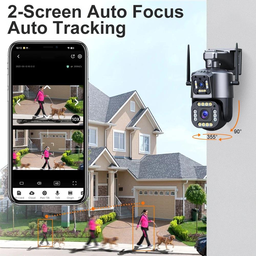 Regis IPC360 4K 8MP Wifi Camera Outdoor 4X Optical Zoom Ptz Baby Monitor Night Vision Cctv Camera Dual Lens Network Camera