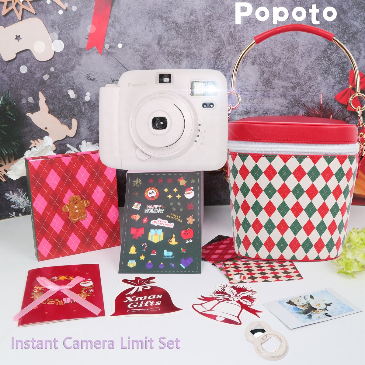 Popoto Instant Camera Gift Bundle With PU Fashion Bag Suitable For mini12/mini99 camera films