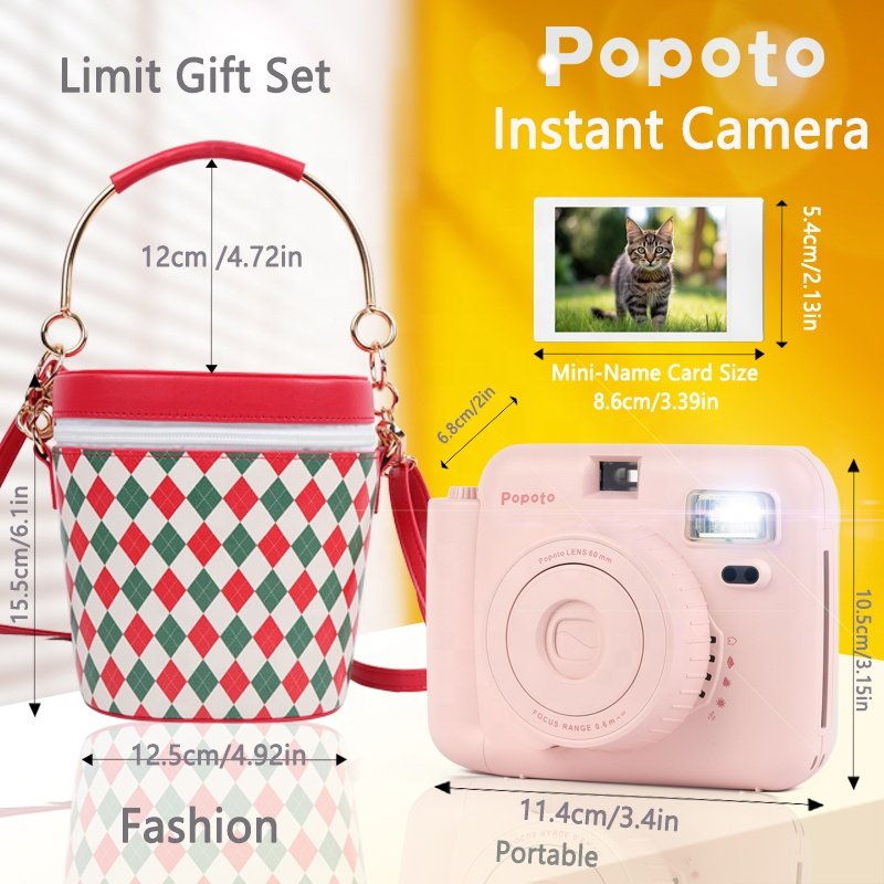 Popoto Instant Camera Gift Bundle With PU Fashion Bag Suitable For mini12/mini99 camera films