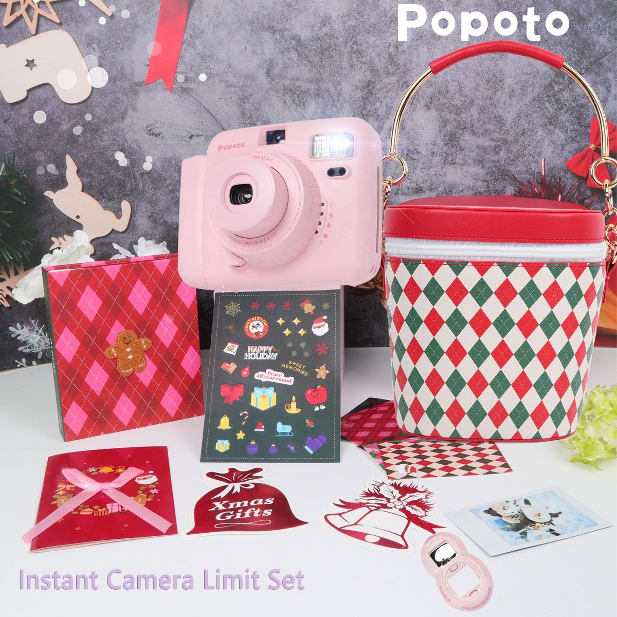 Popoto Instant Camera Gift Bundle With PU Fashion Bag Suitable For mini12/mini99 camera films