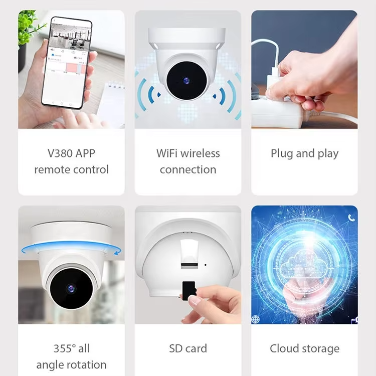 5MP 4K UHD POE Security IP Dome Camera with Built-in Mic Light Audio Alarm Night Vision for Indoor Use 1-Year Warranty
