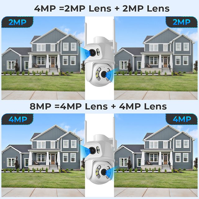 PEGATAH 8MP Wifi PTZ 4K Dual Lens IP CCTV Camera Outdoor Wireless Security Night Vision Auto Tracking Cloud/NVR ICSee