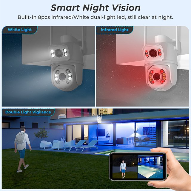 PEGATAH 8MP Wifi PTZ 4K Dual Lens IP CCTV Camera Outdoor Wireless Security Night Vision Auto Tracking Cloud/NVR ICSee