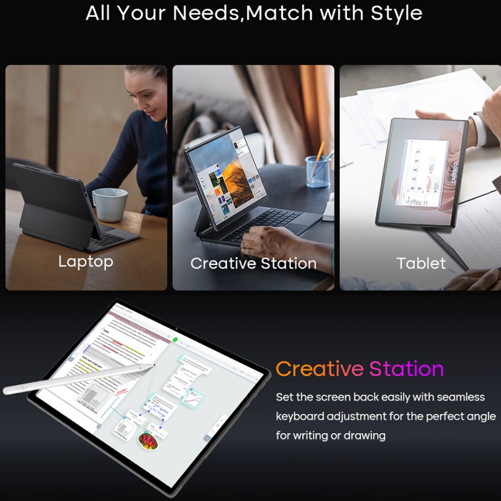 Custom Logo 13 Inch Intel Celeron N5095 Quad Core 11Th Gen 2 In 1Touchscreen Pogopin Keyboard Large Screen Tablet Laptop