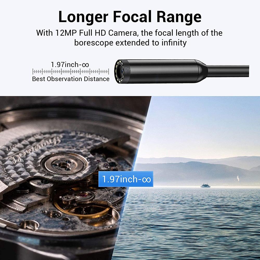 WiFi/5G Waterproof 12MP 4192*3104 Camera 14mm Lens Auto focus Endoscope Cam for mobile phone Ios and Tablet PC Borescope PQ316