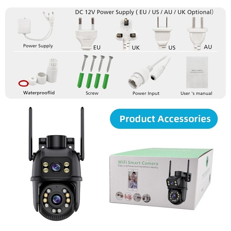 Haishamao 6MP Dual Lens iCsee ptz WIFI Camera Outdoor Human Auto Tracking Wireless Security icsee WIFI Camera