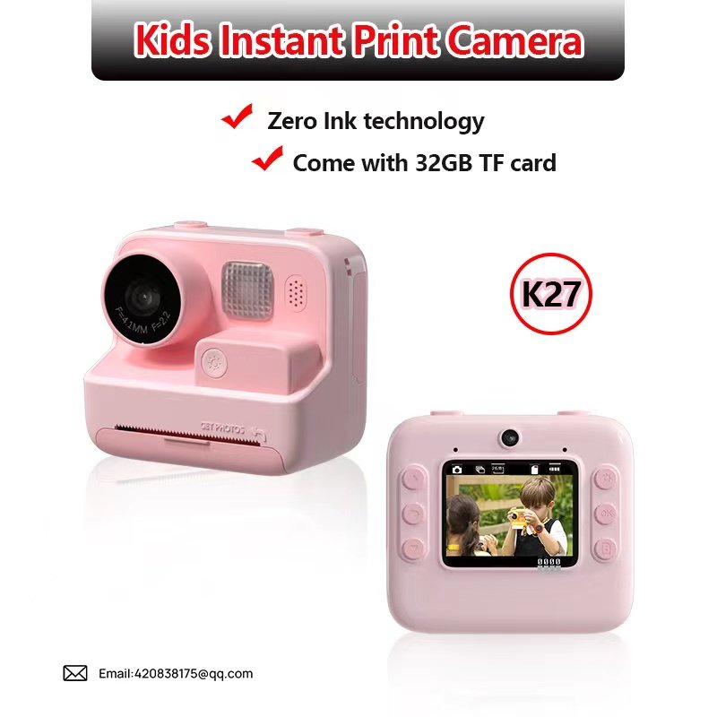 K27 High quality Mini Printing Camera Gifts Kids 2.0 IPS Screen 48 MP HD Instant Picture Camera For Girls Boys