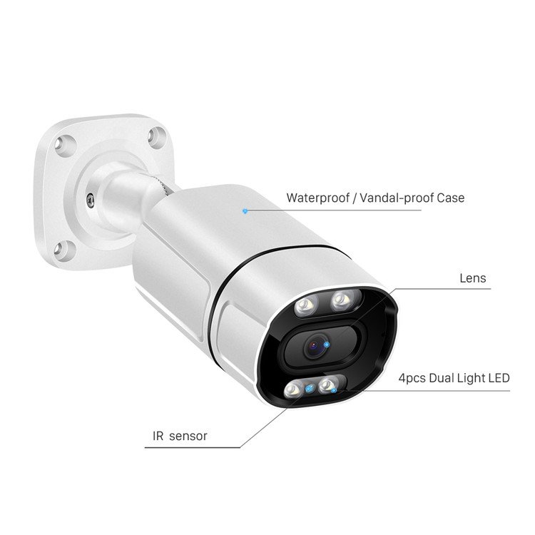 24 Hours Full Time Color Night 8MP Colorvu POE Surveillance & Ip Camera Audio Bullet CCTV Camera