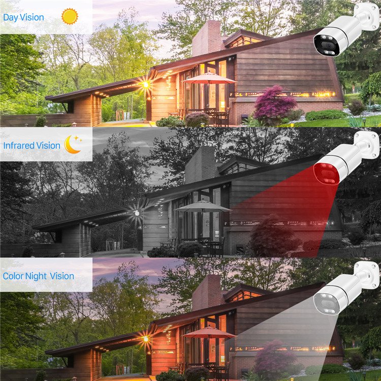 24 Hours Full Time Color Night 8MP Colorvu POE Surveillance & Ip Camera Audio Bullet CCTV Camera