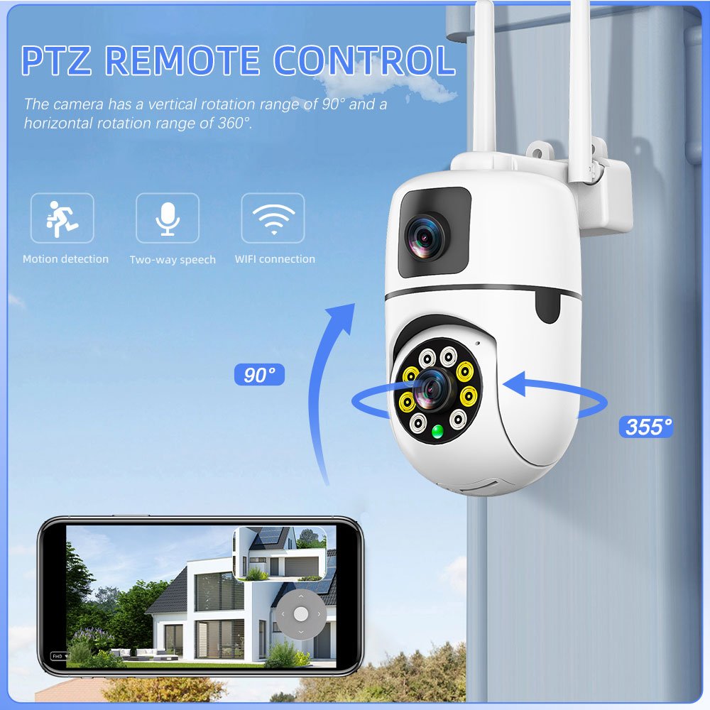 Audube V380 pro 4MP Dual Lens Dual Screens Motion Detection Two Way Audio Security Wireless Wifi Outdoor Ptz Cctv IP Camera