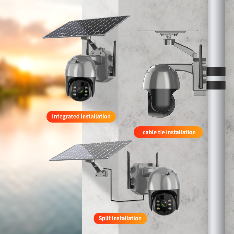 Hot Sale 2MP 4G Sim Card Outdoor Black+Gray Shoot Trail Security Network Camera Solar Battery 5200mAh PTZ i-Cam+ Ubox app