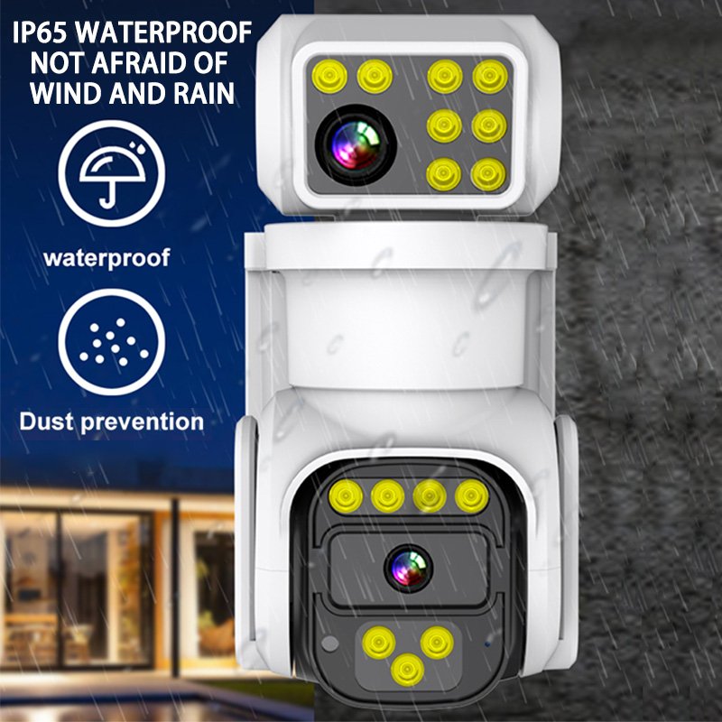 Icam365 8MP Outdoor Dual Lens Wireless IP Camera Two-Way Rotation Panoramic Real-Time Record Smart Home Security CCTV Camera