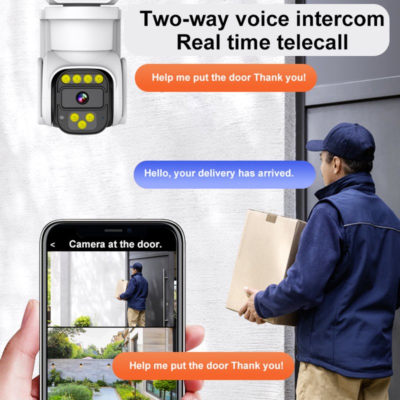 Icam365 8MP Outdoor Dual Lens Wireless IP Camera Two-Way Rotation Panoramic Real-Time Record Smart Home Security CCTV Camera