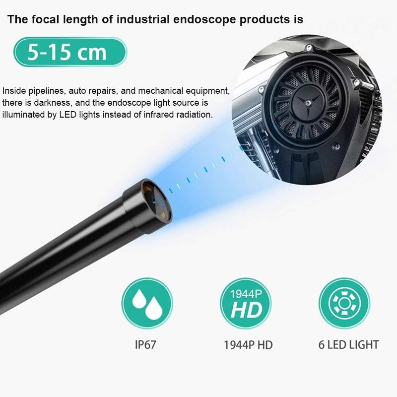 1200W high-definition mobile phone wifi endoscope 3x magnification camera car maintenance inspection 8mm lens 1m-15m length